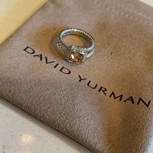 David Yurmam Morganite Diamond Ring Sz 6